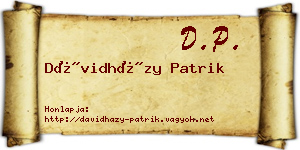 Dávidházy Patrik névjegykártya